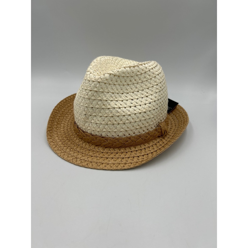 Chatties Straw Fedora Hat Cream Tan Woven Paper Summer Beach Sun Hat New